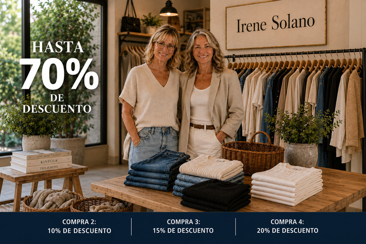 Hasta 70% de descuento - Irene Solano