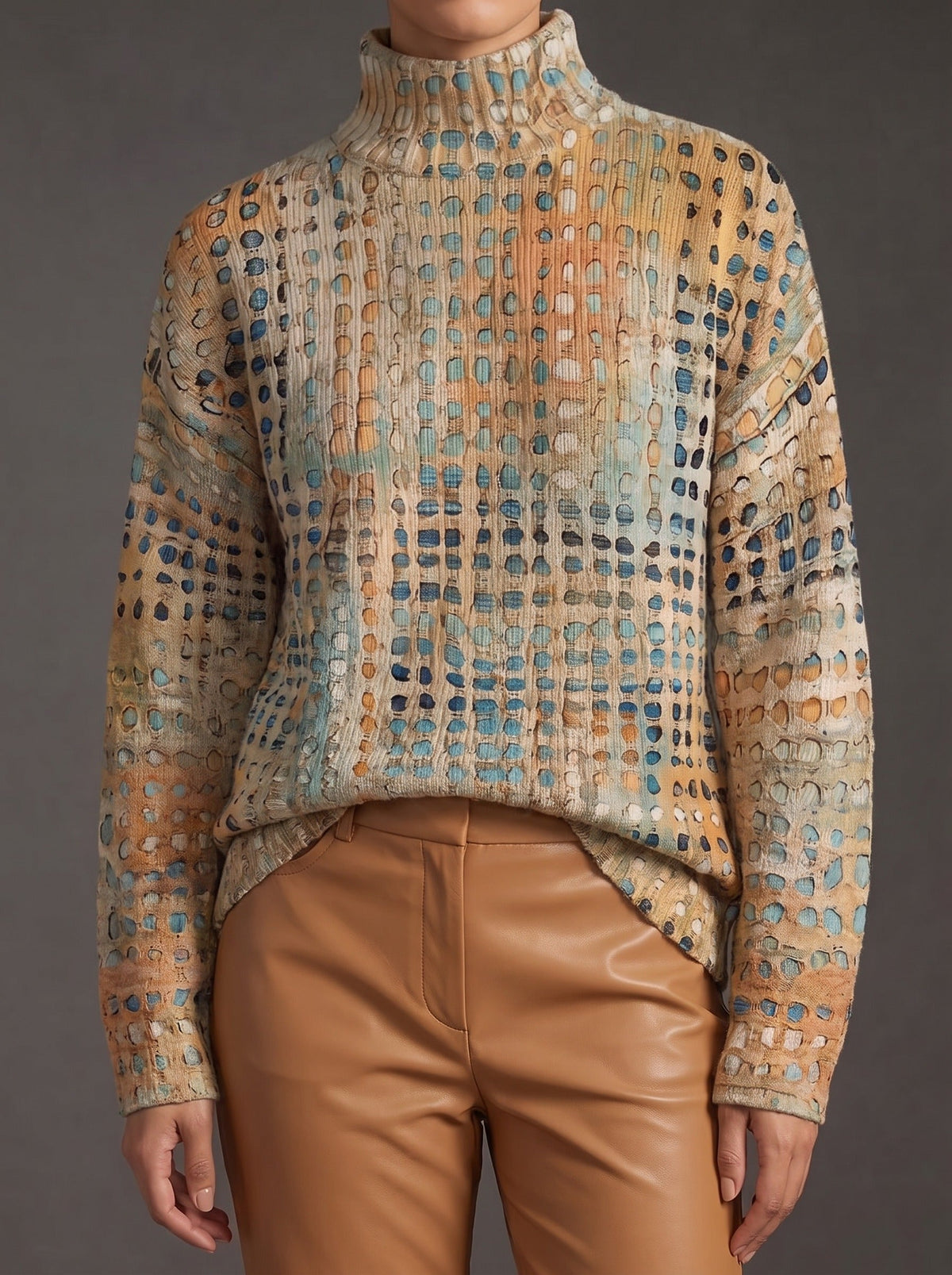 Brisa™ | Jersey de Cuello Alto Cuadrícula Otoñal