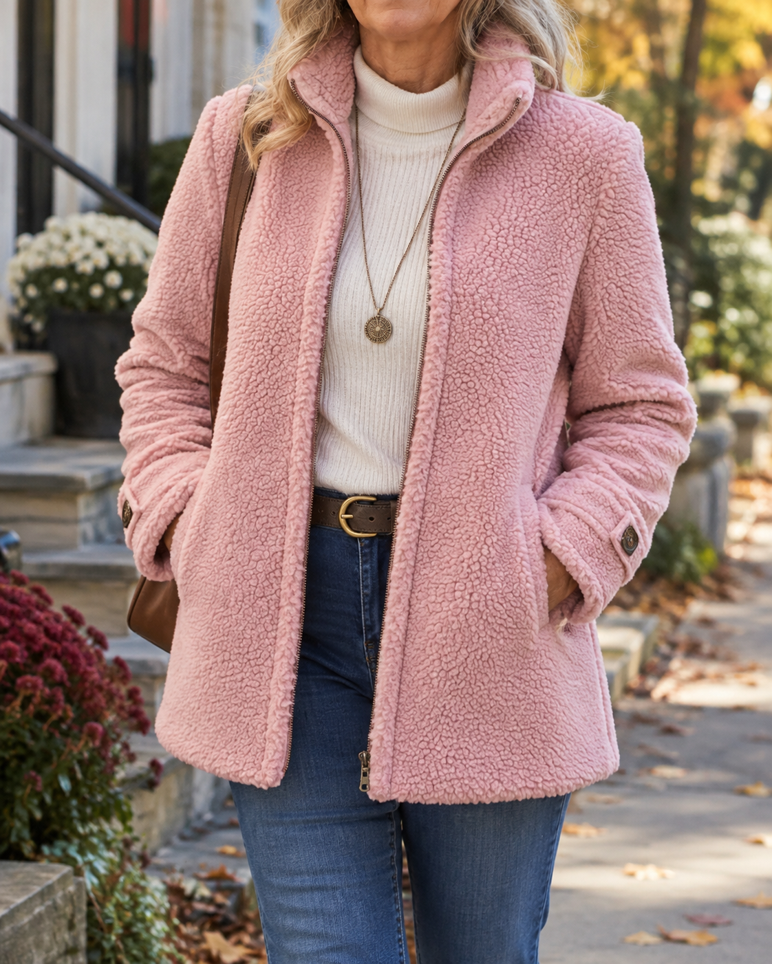 Begoña | Chaqueta Texturizada de Cuello Alto con Cremallera