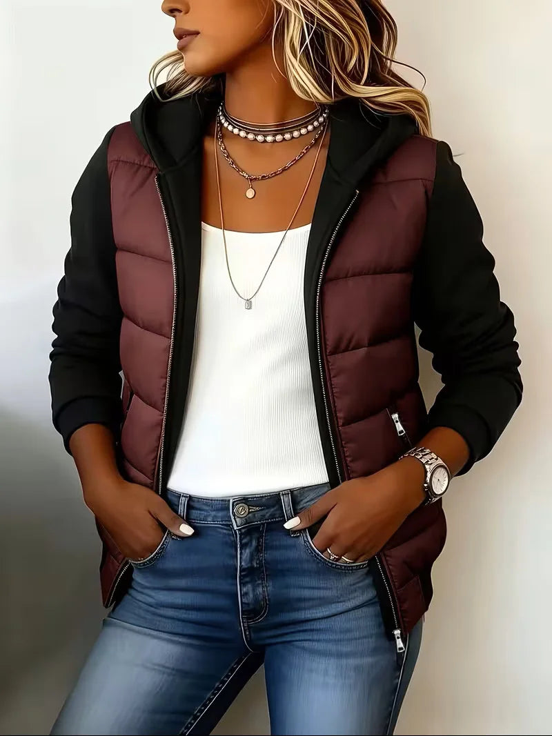 Nati | Chaqueta Acolchada con Capucha y Bloques de Color