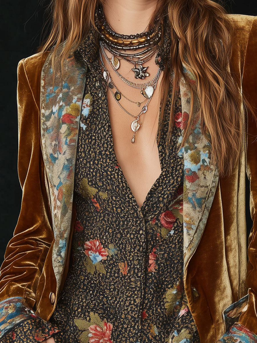 Martina | Blazer Patchwork con Estampado Floral Vintage