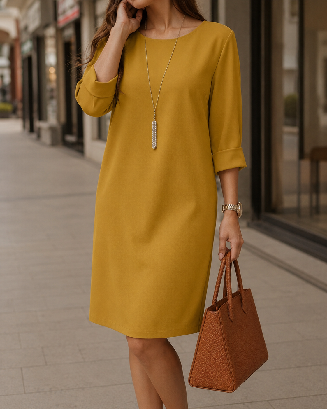 Marta| Vestido Midi Fluido con Efecto Vientre Plano