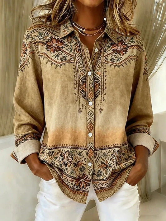Rosario | Blusa Vintage con Estampado Floral y Botones