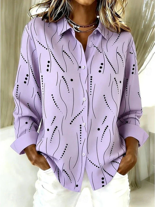 Raquel | Blusa Casual con Estampado Abstracto y Botones