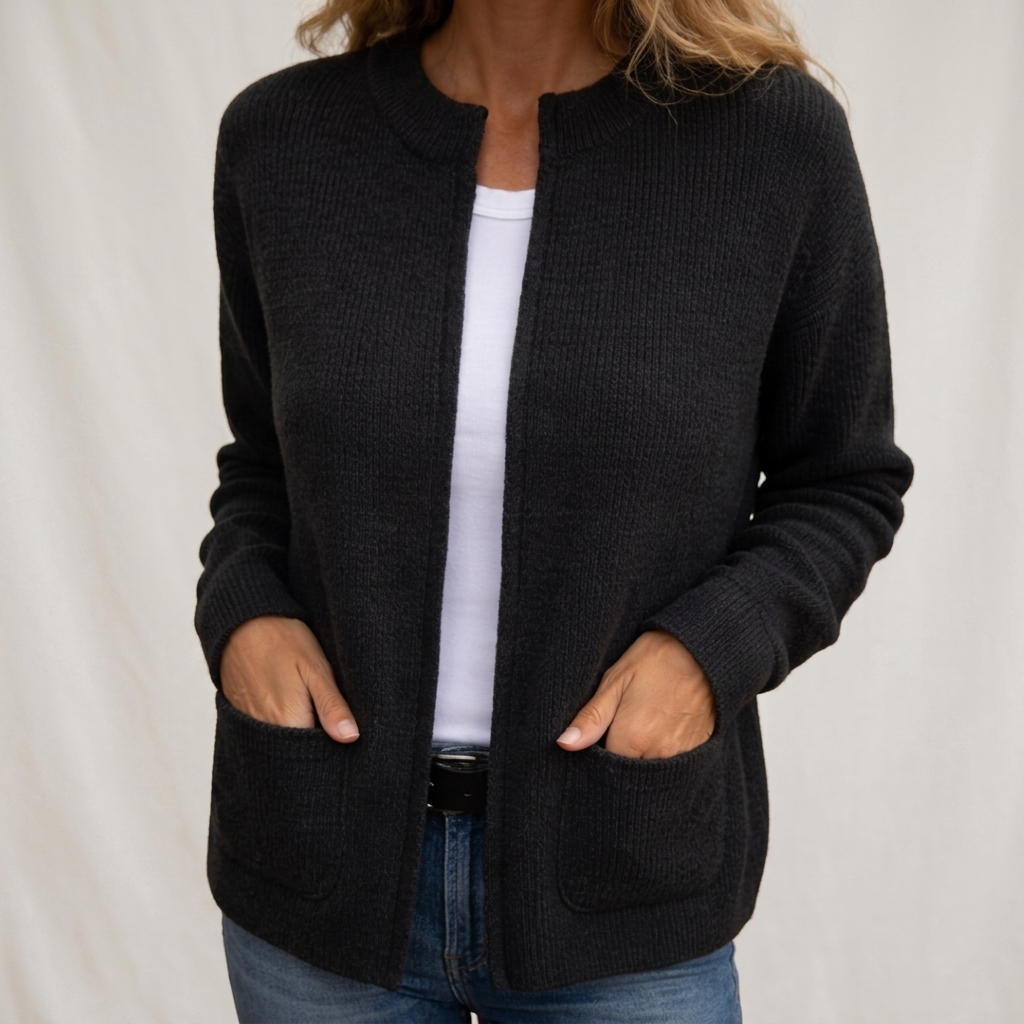 Amparo | Chaqueta de Punto con Cremallera y Bolsillos