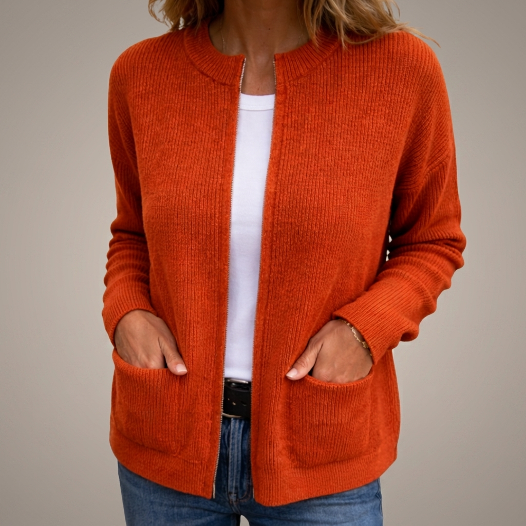 Amparo | Chaqueta de Punto con Cremallera y Bolsillos