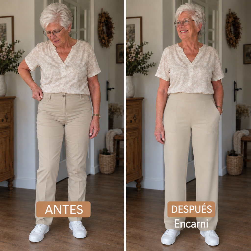 Encarni | Pantalón Elástico de Tiro Alto y Pierna Recta
