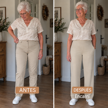 Encarni | Pantalón Elástico de Tiro Alto y Pierna Recta