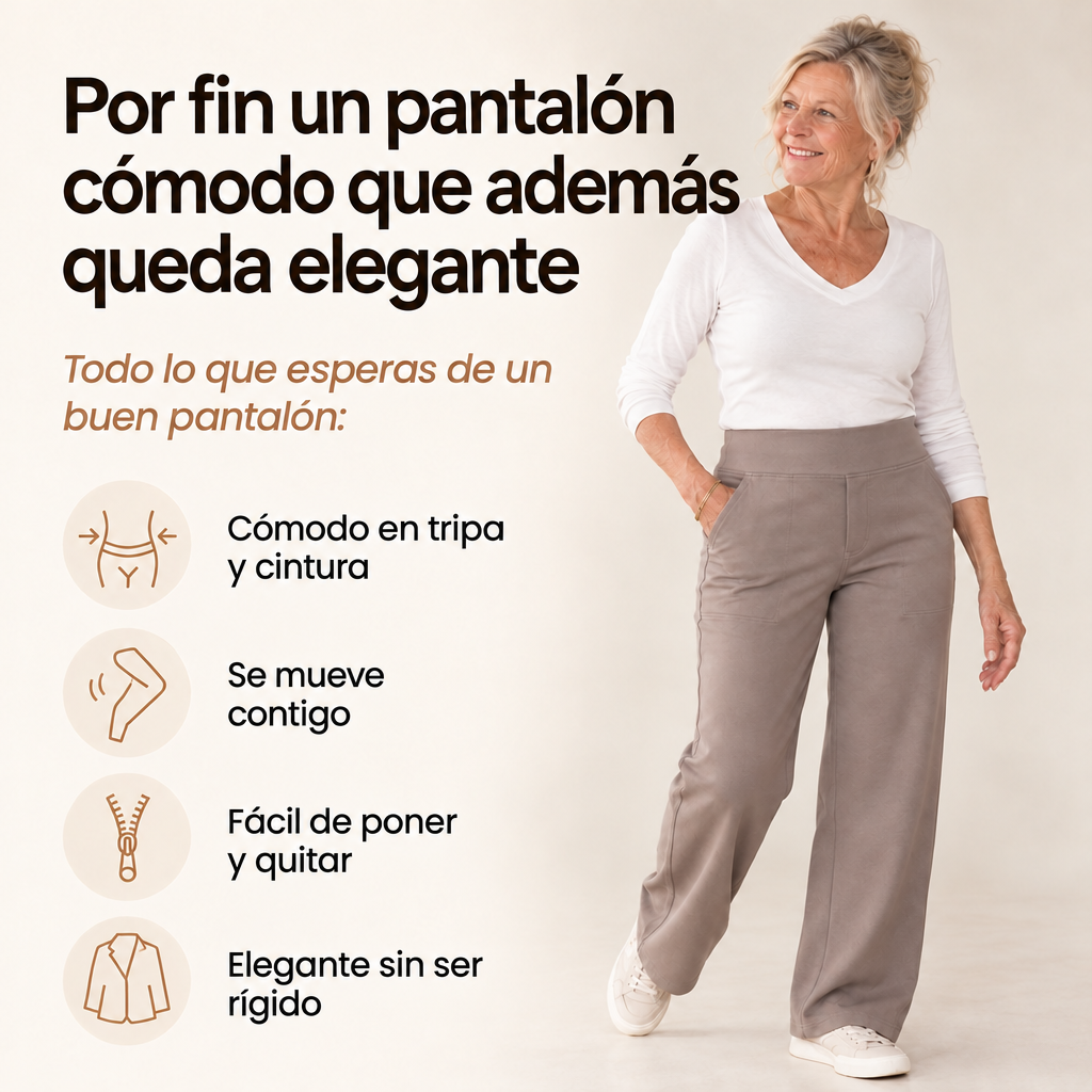 Encarni | Pantalón Elástico de Tiro Alto y Pierna Recta