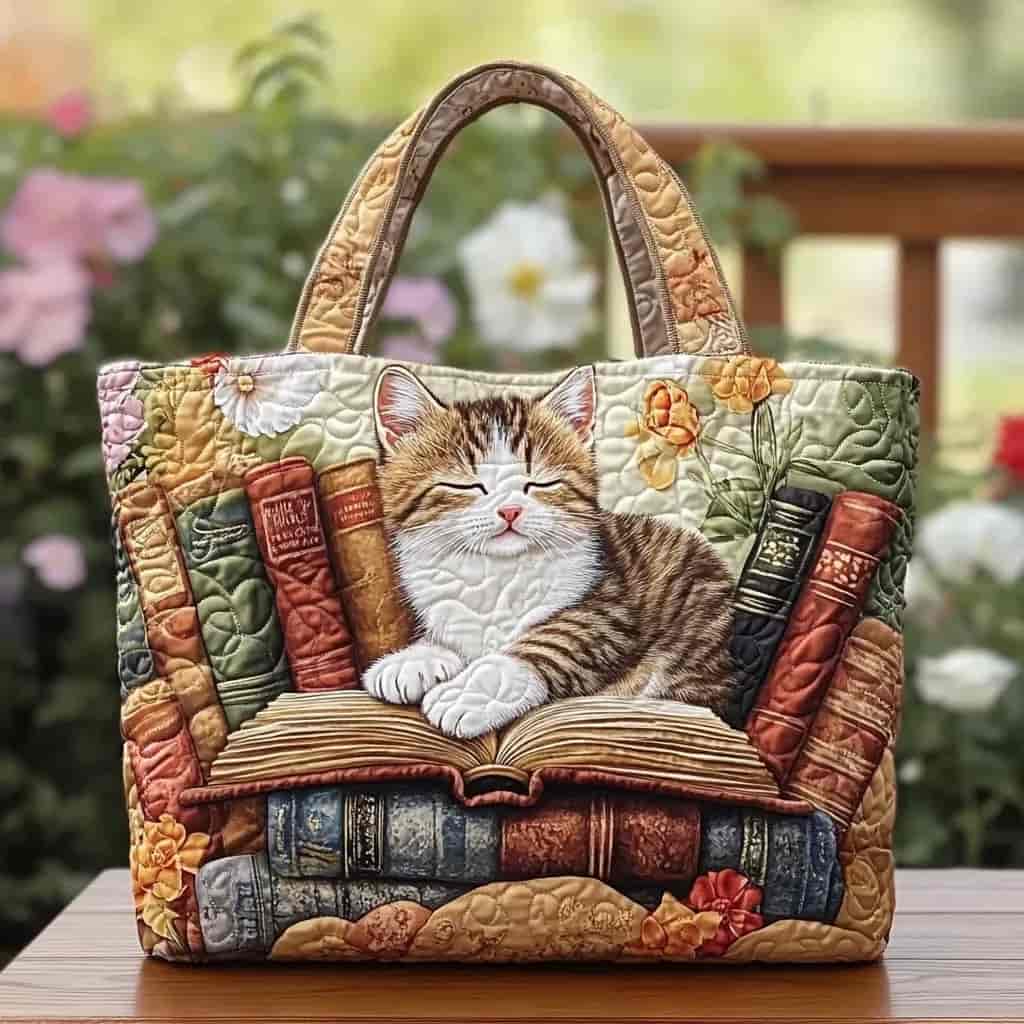 Hebe™ | Bolso Tote Acolchado Gato Dorado
