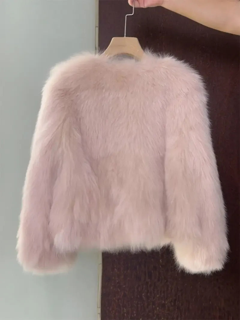 Carlota | Chaqueta Corta Efecto Pelo con Cuello Amplio