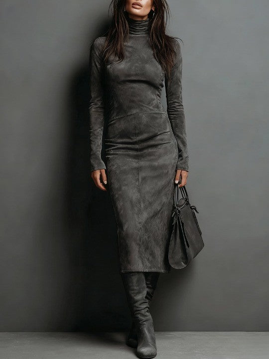 Covadonga | Vestido Midi Entallado de Cuello Alto