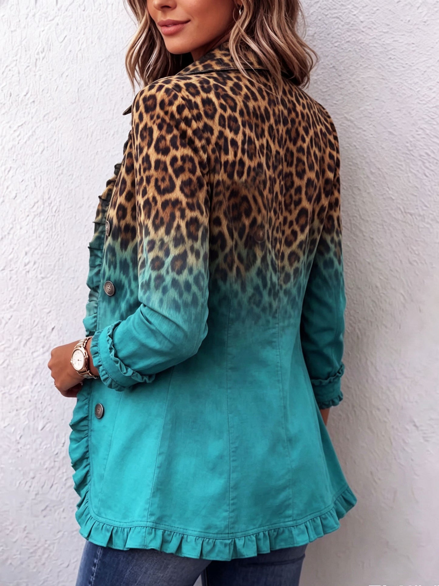 Herminia | Chaqueta Blazer Leopardo Degradado con Volantes