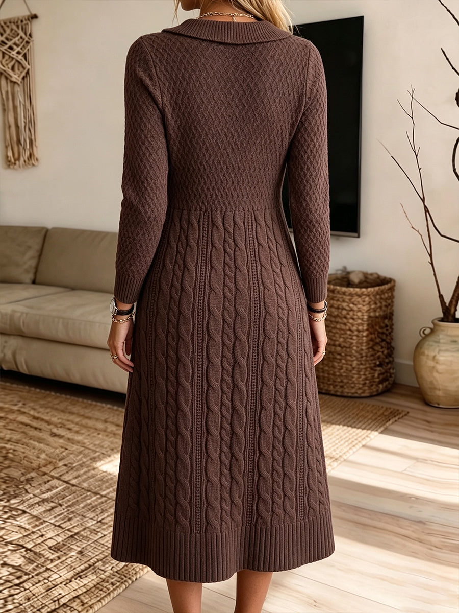 Remedios | Vestido Midi de Punto Trenzado con Cuello