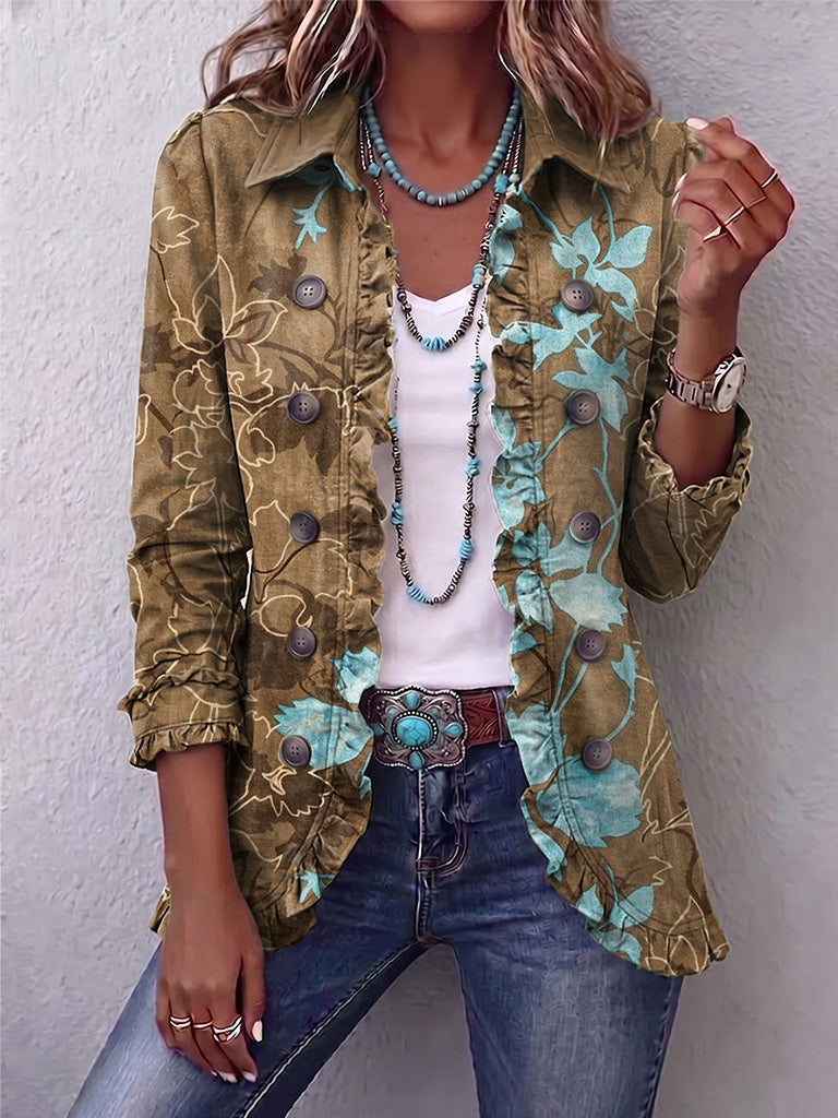 Gloria | Chaqueta Floral Degradado con Volantes
