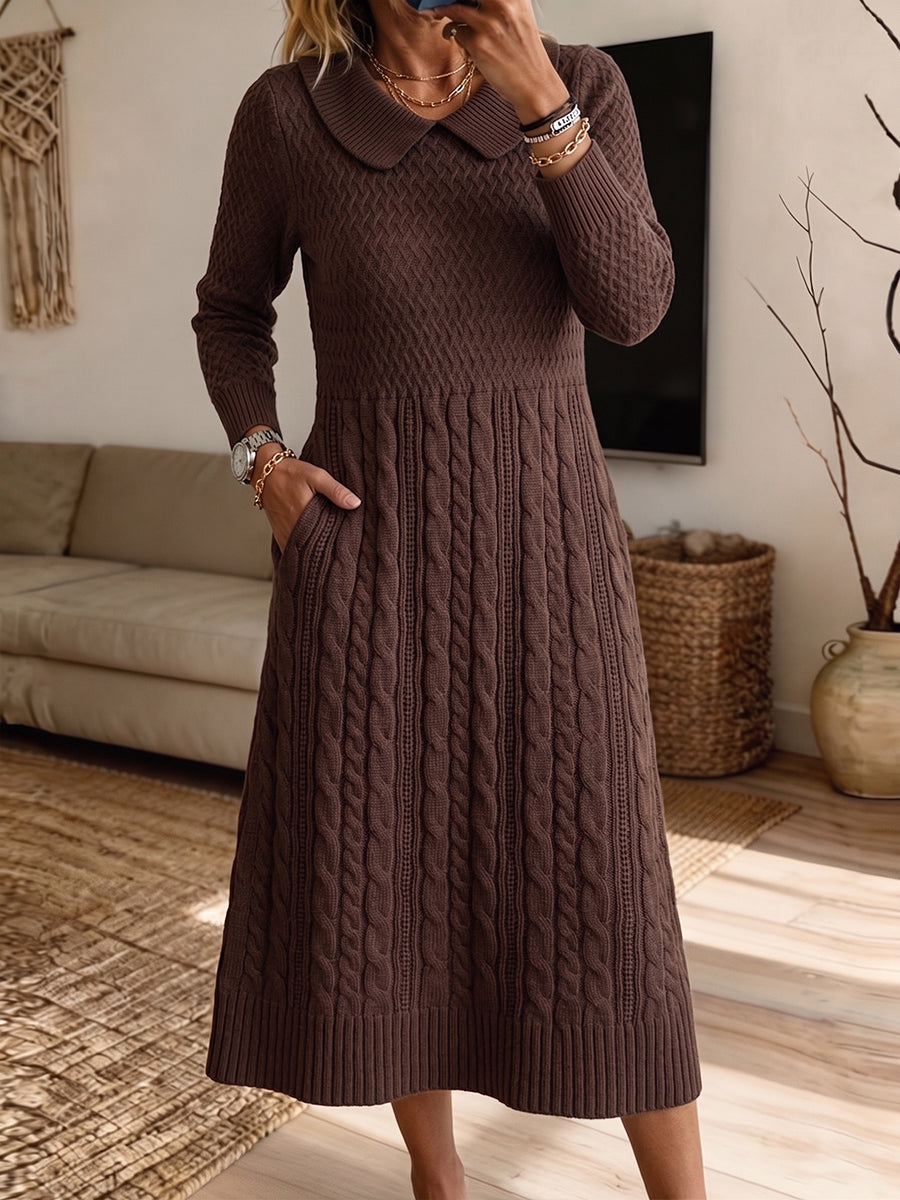 Remedios | Vestido Midi de Punto Trenzado con Cuello