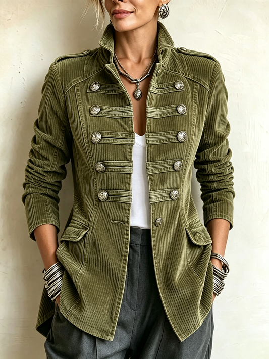 Chaqueta Militar de Pana Verde Oliva