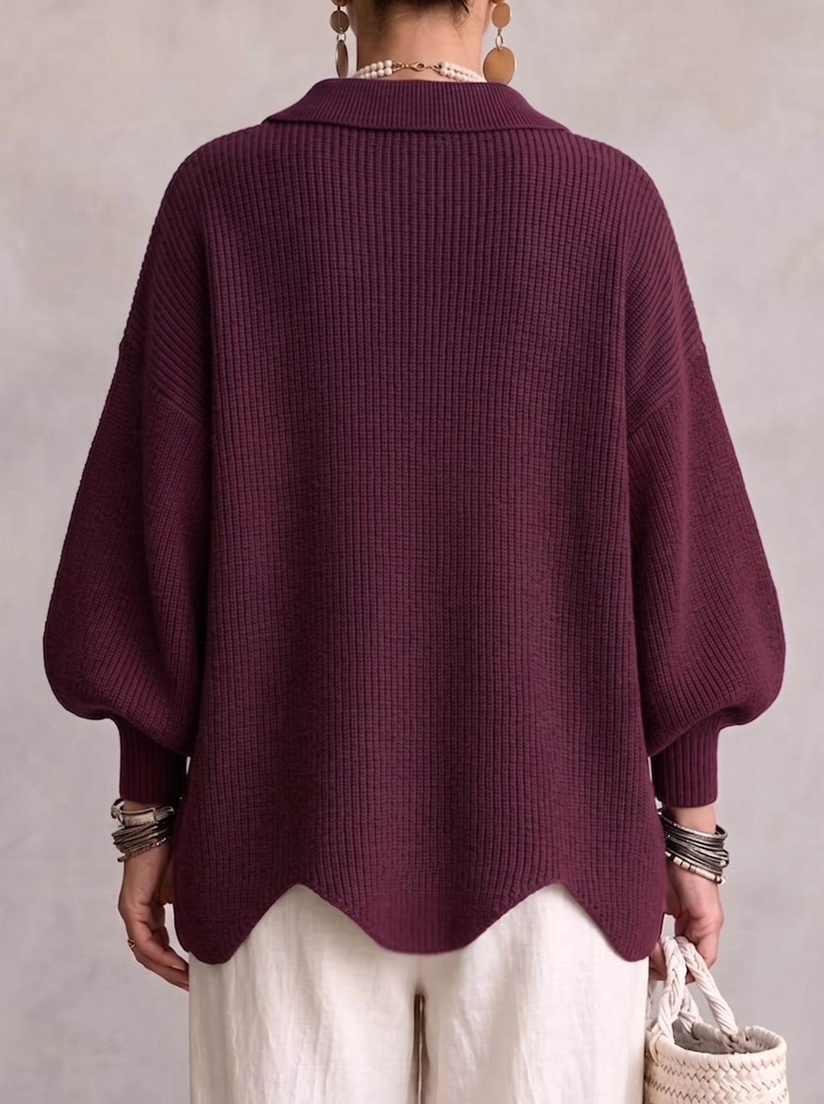Victoria | Cárdigan Oversize con Cuello y Botones Dorados