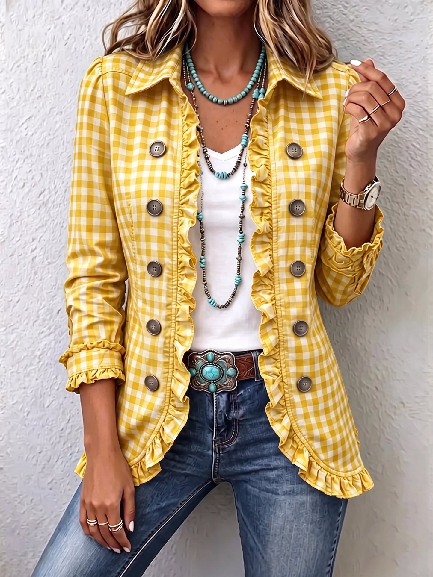 Encarna | Chaqueta de Cuadros Vichy con Volantes