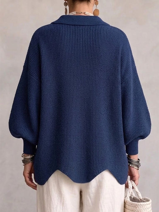 Victoria | Cárdigan Oversize con Cuello y Botones Dorados