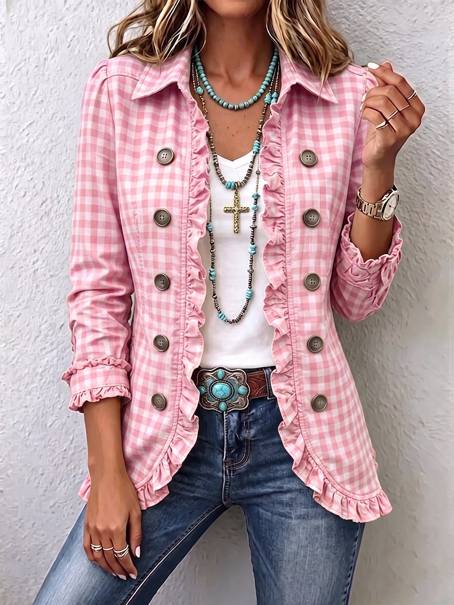 Encarna | Chaqueta de Cuadros Vichy con Volantes