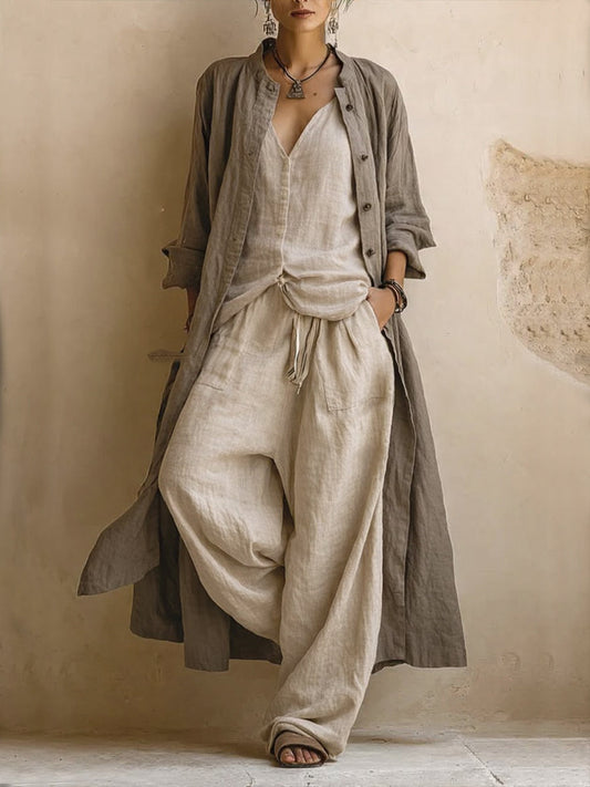 Amelia™ | Conjunto de Tres Piezas con Chaqueta Larga