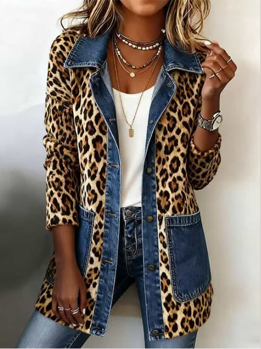 Nieves | Chaqueta Larga de Leopardo con Vaquero