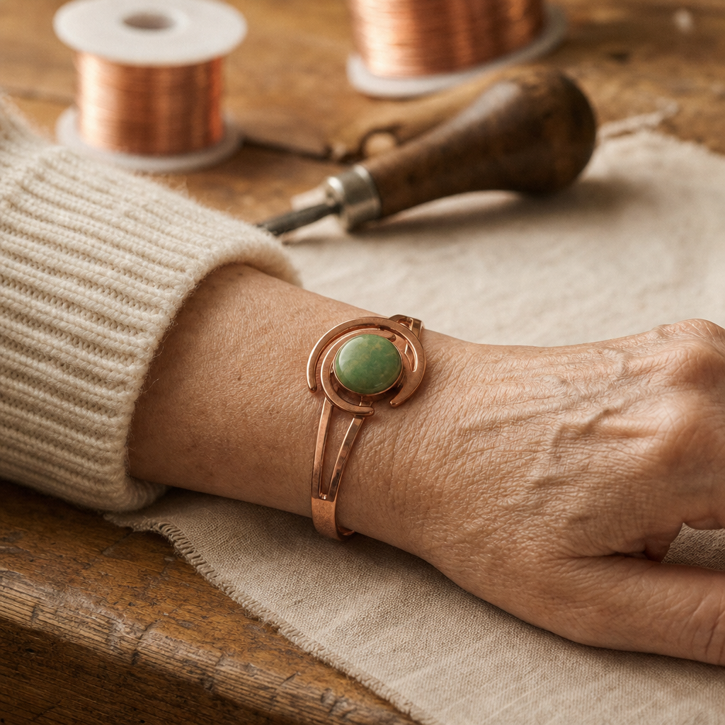 Pulsera de Cobre Esfera Verde