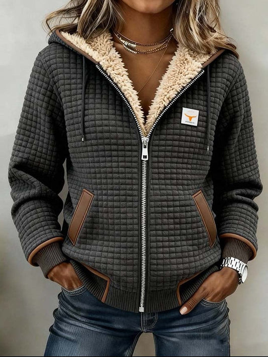 Visi | Chaqueta Acolchada Gris con Forro de Borreguito