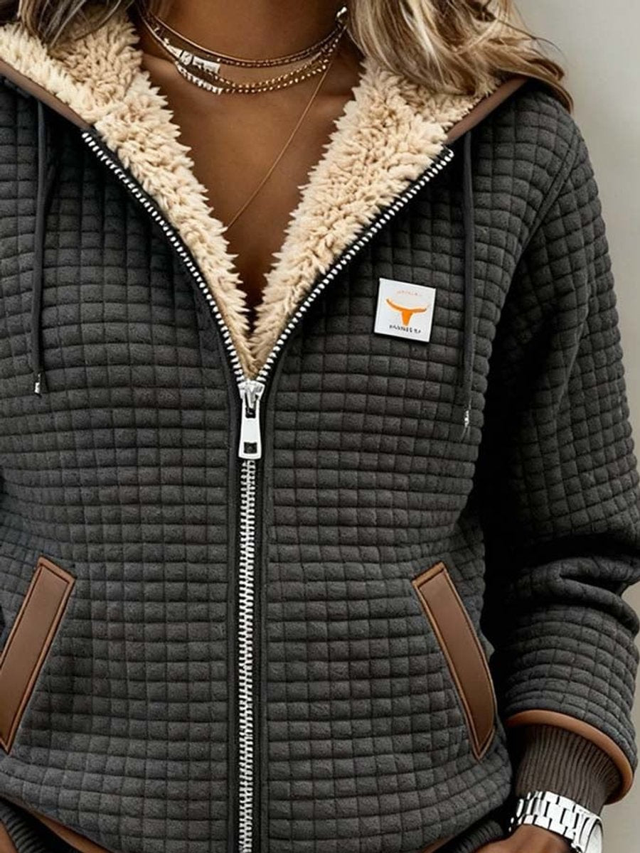 Visi | Chaqueta Acolchada Gris con Forro de Borreguito