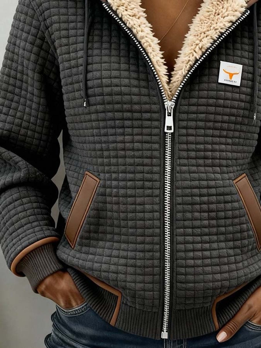 Visi | Chaqueta Acolchada Gris con Forro de Borreguito