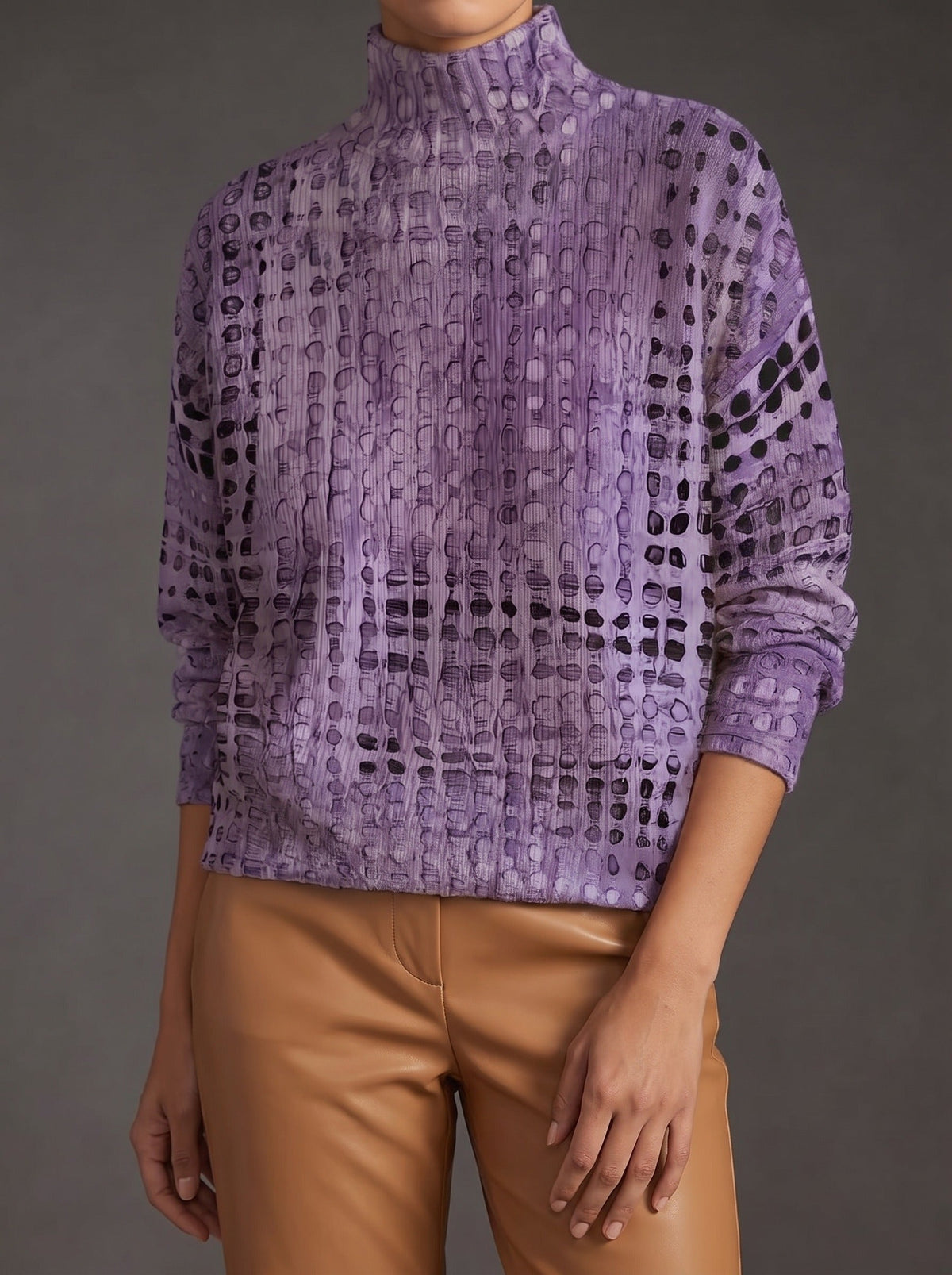 Isolda™ | Jersey de Cuello Alto Celosía Lavanda