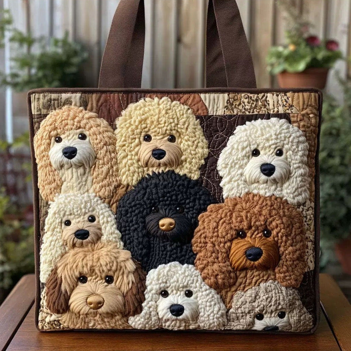 Bolso tote acolchado con cachorros doodle